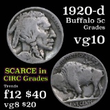 1920-d Buffalo Nickel 5c Grades vg+