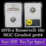 NGC 1970-s Roosevelt Dime 10c Graded pr64 by NGC