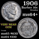 1906-p Barber Dime 10c Grades Choice+ Unc (fc)