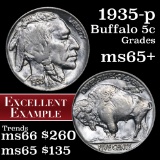 1935-p Buffalo Nickel 5c Grades GEM+ Unc