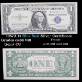 1957A $1 Blue Seal Silver Certificate Grades Gem+ CU