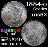 1884-o Rainbow Toned Morgan Dollar $1 Grades Select Unc