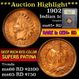 ***Auction Highlight*** 1902 Indian Cent 1c Graded Gem+ Unc RD by USCG (fc)