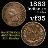 1883 Indian Cent 1c Grades vf++
