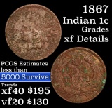 1867 Indian Cent 1c Grades xf details