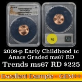 ANACS 2009-p Birth & Childhood; Inaugural Edition Lincoln Cent 1c Graded ms67 RD by ANACS (fc)