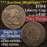 ***Auction Highlight*** 1794 Liberty Cap Flowing Hair large cent 1c Grades vf++ (fc)