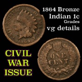 1864 Bronze Indian Cent 1c Grades vg details