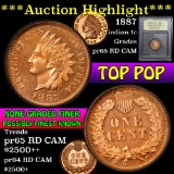***Auction Highlight*** 1887 TOP POP Indian Cent 1c Graded Gem Proof Red Cameo by USCG (fc)