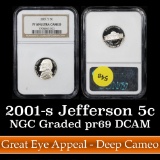 NGC 2001-s Jefferson Nickel 5c Graded pr69 DCAM by NGC