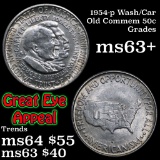 1954-p Wash/Car Old Commem Half Dollar 50c Grades Select+ Unc