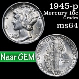 1945-p Mercury Dime 10c Grades Choice Unc