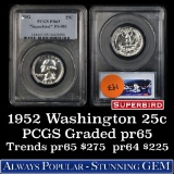 PCGS 1952 Superbird fs-901 Washington Quarter 25c Graded pr65 By PCGS
