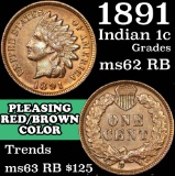 1891 Indian Cent 1c Grades Select Unc RB