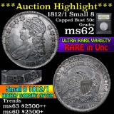 ***Auction Highlight*** 1812/1 Small 8 Capped Bust Half Dollar 50c Graded Select Unc by USCG (fc)