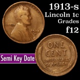 1913-s Lincoln Cent 1c Grades f, fine
