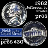 1962 Jefferson Nickel 5c Grades GEM++ Proof