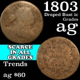 1803 Draped Bust Large Cent 1c Grades ag