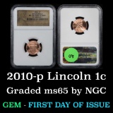 NGC 2010-p Lincoln Cent 1c Graded ms65 by NGC