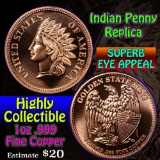Indian Penny replica 1 oz .999 Copper Round