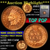 ***Auction Highlight*** 1883 TOP POP Indian Cent 1c Graded Gem+ Proof Red Cameo by USCG (fc)