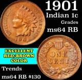 1901 Indian Cent 1c Grades Choice Unc RB