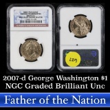 NGC 2007-d George Washington Presidential Dollar $1 Graded Brilliant Unc by NGC