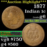 ***Auction Highlight*** 1877 Indian Cent 1c Grades g+ (fc)