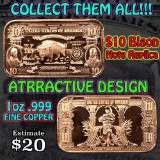 $10 Bison note 1 oz .999 Copper Bar