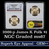 NGC 2009-p SMS James Polk Presidential Dollar $1 Graded ms67 by NGC