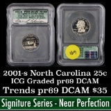 2001-s North Carolina Signature Series 4272/10,000 Washington Quarter 25c Graded by ICG