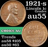 1921-s Lincoln Cent 1c Grades Choice AU