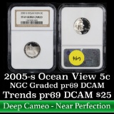 NGC 2005-s Ocean View Jefferson Nickel 5c Graded pr69 DCAM by NGC