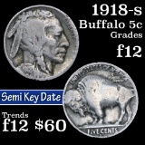 1918-s Buffalo Nickel 5c Grades f, fine