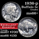 1936-p Buffalo Nickel 5c Grades GEM++ Unc (fc)
