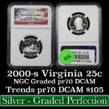 NGC 2000-s Silver Virginia Washington Quarter 25c Graded GEM++ Proof Deep Cameo By NGC
