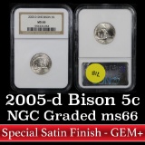NGC 2005-d SMS Bison Jefferson Nickel 5c Graded ms66 by NGC