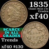 1835 Classic Head half cent 1/2c Grades xf