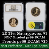 NGC 2001-s Sacagawea Dollar $1 Graded pr69 DCAM by NGC