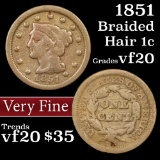 1851 Braided Hair Large Cent 1c Grades vf, very fine