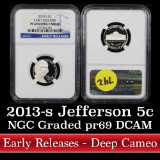NGC 2013-s Jefferson Nickel 5c Graded pr69 DCAM by NGC
