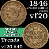 1846 Braided Hair Large Cent 1c Grades vf, very fine