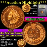 ***Auction Highlight*** 1897 Indian Cent 1c Graded Gem Proof Red DCAM by USCG (fc)