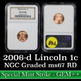 NGC 2006-d SMS Lincoln Cent 1c Graded ms67 RD by NGC
