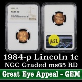 NGC 1984-p Lincoln Cent 1c Graded ms65 RD by NGC