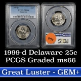 PCGS 1999-d Delaware Washington Quarter 25c Graded ms66 by PCGS
