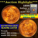 ***Auction Highlight*** 1898 Indian Cent 1c Graded GEM++ Unc RD by USCG (fc)