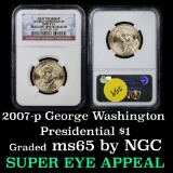 NGC 2007-p George Washington Presidential Dollar $1 Graded GEM By NGC