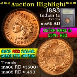 ***Auction Highlight*** 1883 Indian Cent 1c Graded GEM+ Unc RD by USCG (fc)