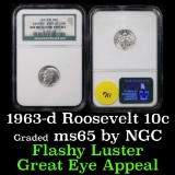 NGC 1963-d Roosevelt Dime 10c Graded GEM By NGC